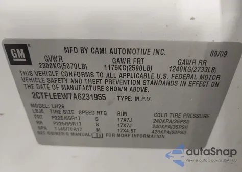 2010 GMC Terrain Sle-2 из США, поврежденный, VIN 2CTFLEEW7A6231955